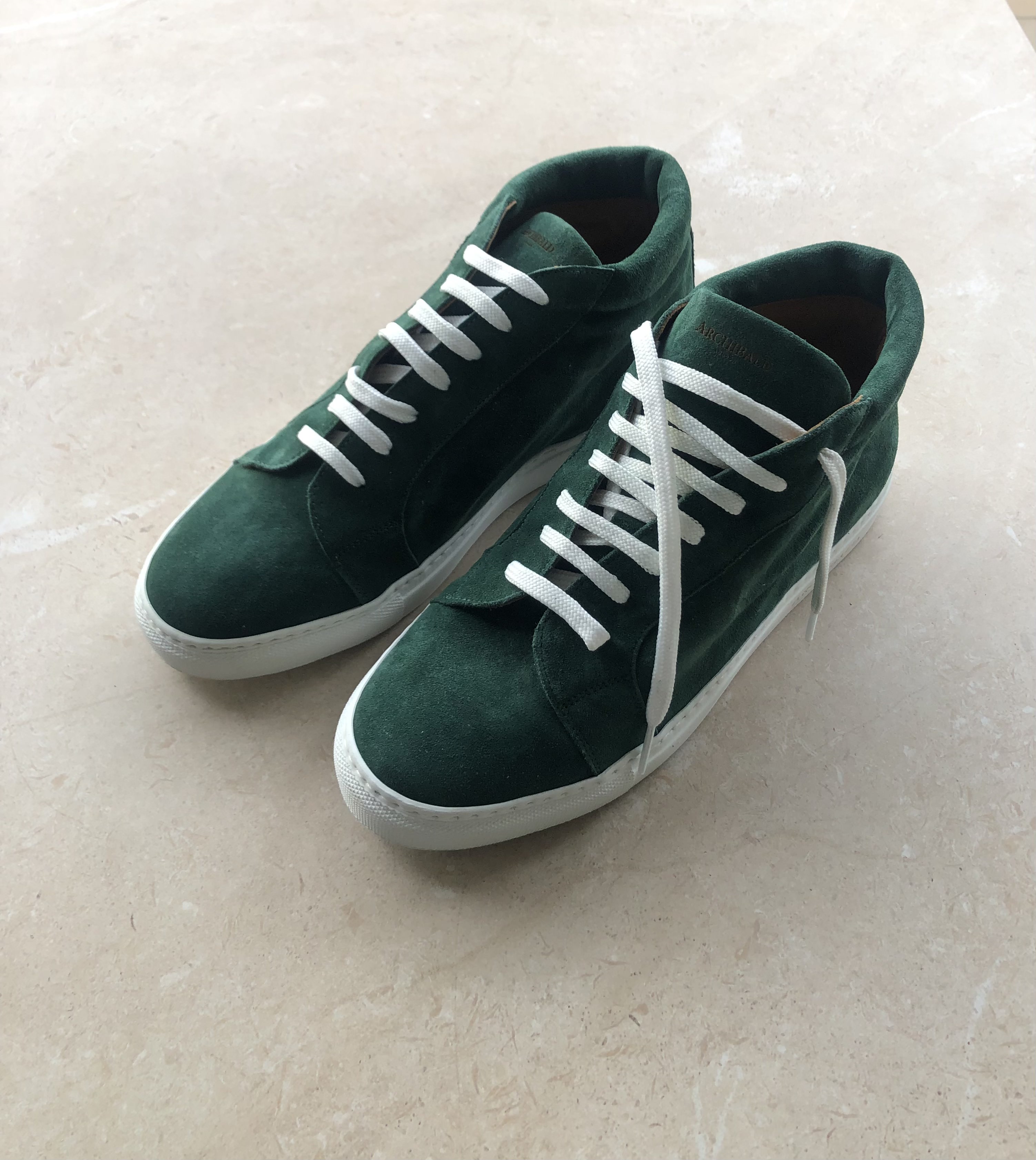 Ghirlandina v4 High Top Leather Sneakers - Green Suede, White Sole - Size 41
